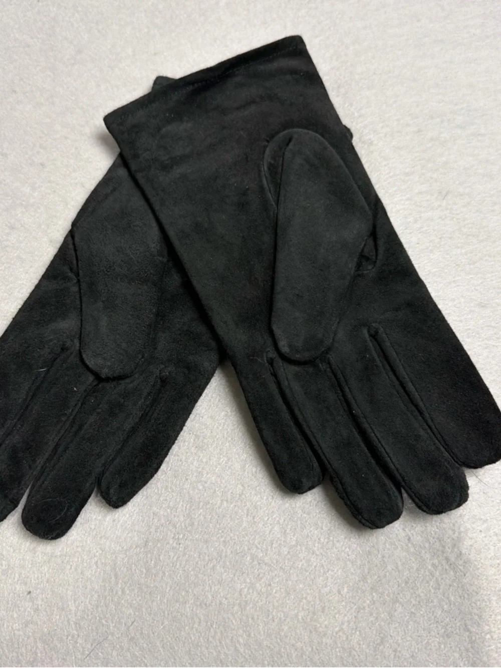 New VTG Isotoner Black Suede Leather Driving Gloves M